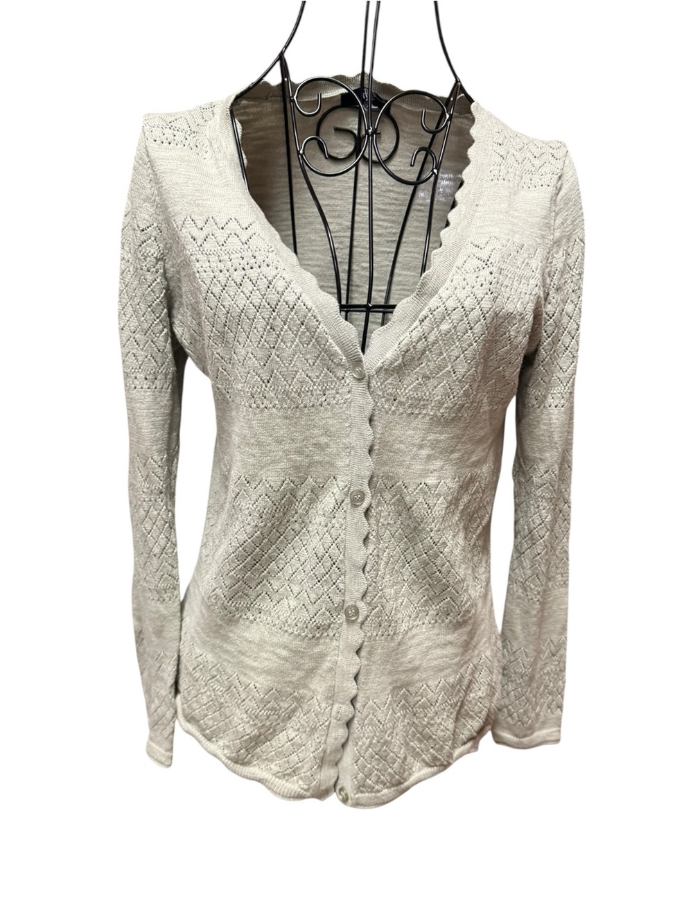 FRYE Sage Green Knit V-Neck Button Cardigan Sweater